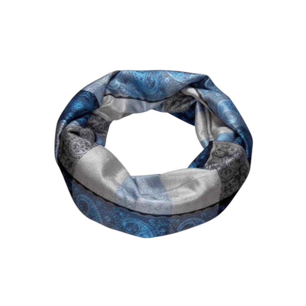 Blue/Silver Stripe & Paisley Fusion Scarf